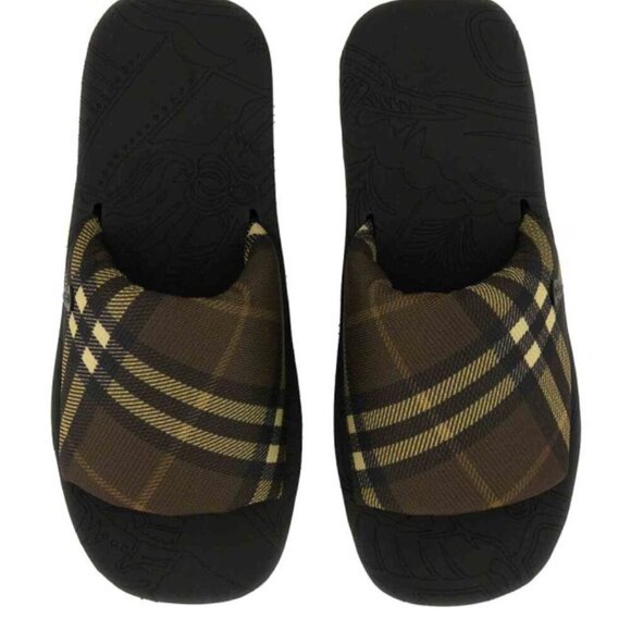 Burberry Men\'s MF Trek Slide Sandal, Olive Green‎ check, Sizes 45 main image 7